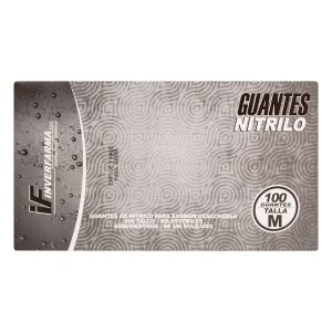 GUANTE NITRILO NEGRO T.M 100 UND INVERFA